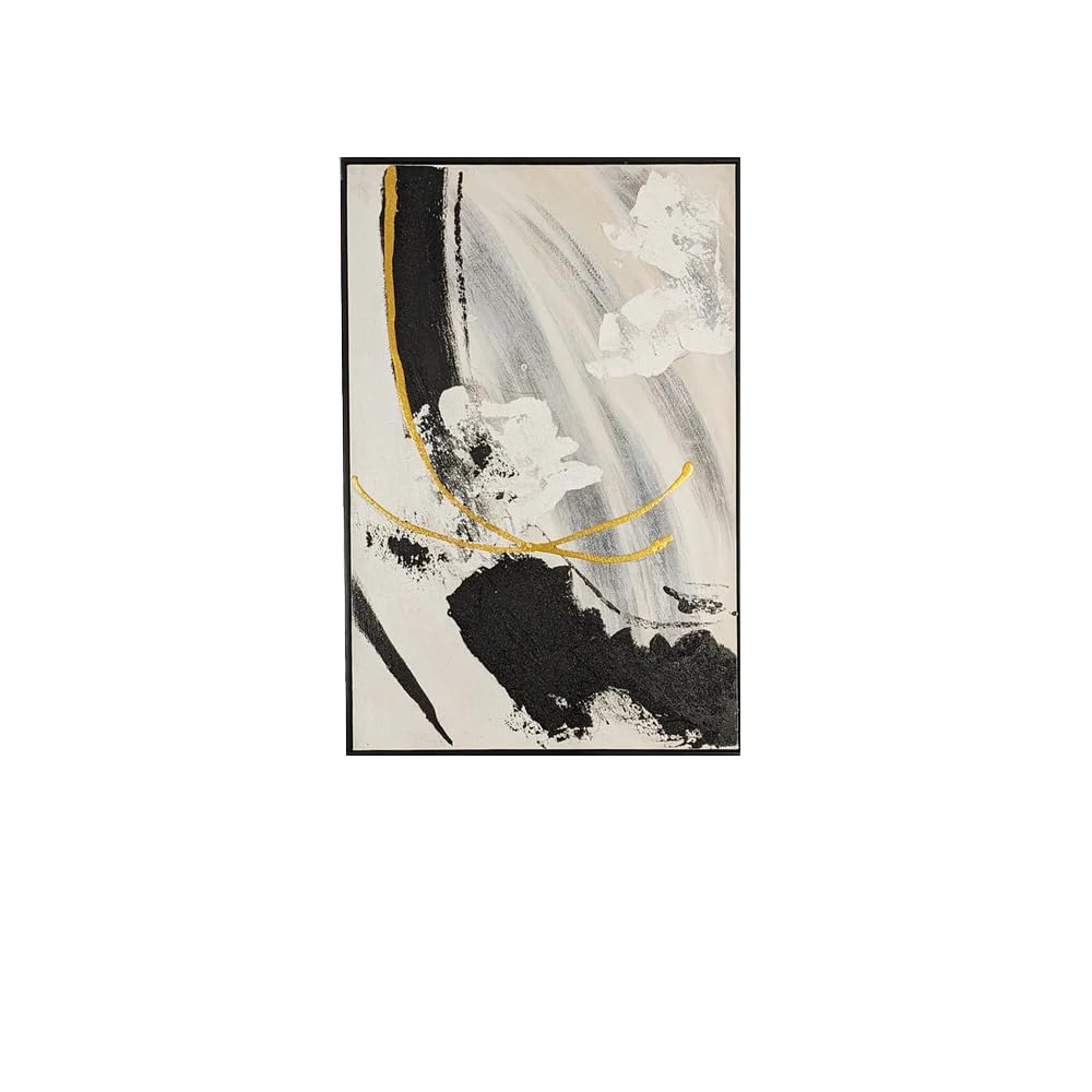 Rowen Homes Black Verona Framed Canvas Wall Art (90X60cm) - Taupe & White Textured Abstract Wall Decor - Modern Painting Artwork For Hallway, Living Room Or Bedroom - Luxury Interiors