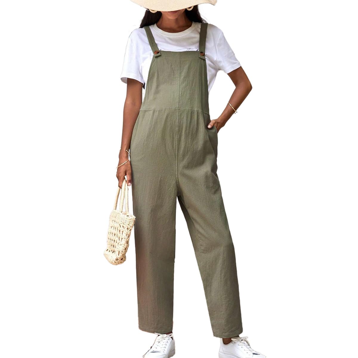 Tuta premaman in vita regolabile pantaloni salopette casual in cotone allentato
