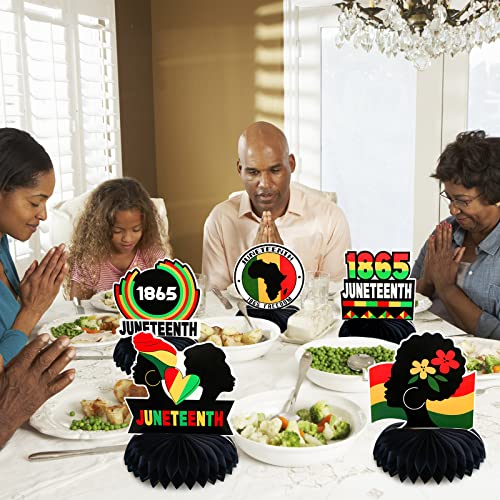9 Pcs Happy Juneteenth Day Table Centerpieces Party Decoration 1865 Freedom Honeycomb Centerpieces Black Americans Independence 1865 Theme Party Table Toppers For Juneteenth Party Decorations #TOP1