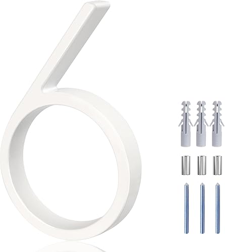 Vista 207 de Metal Numbers for House Outside, 5 Inch Modern House Numbers, DIY Floating Address Numbers with Screws, Rust Free Zinc Alloy, Silver Number 5