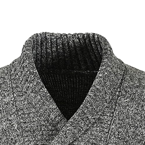 Mens Lapel Double Breasted Cardigan Shawl Collar Cable Knit Fall Sweater Knitted Textured with Buttons for Men2