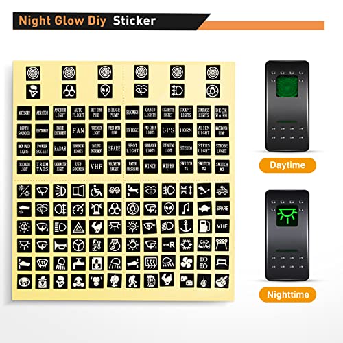 GOOACC 4Gang Rocker Switch Panel with USB Charger Voltmeter and Cigar Lighter 12V 24V Toggle Switch ON Off Rocker Switch Green with Night Glow Stickers for Cars Rvs Trucks by GOOACC - Used condition - Image 4