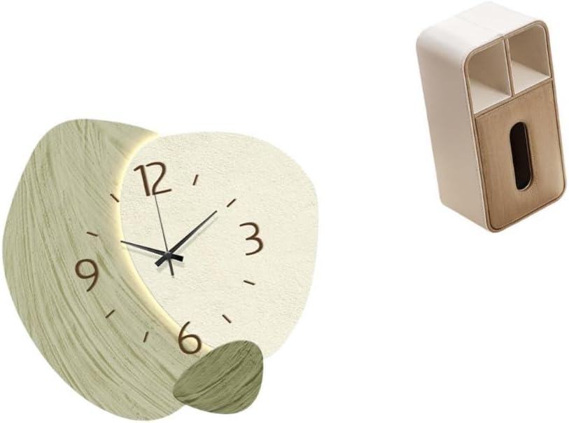 Silent Cartoon Wall Clock Decor with Multipurpose Tissue Dispenser for Office Kitchen Farmhouse and Room Decoration Holder