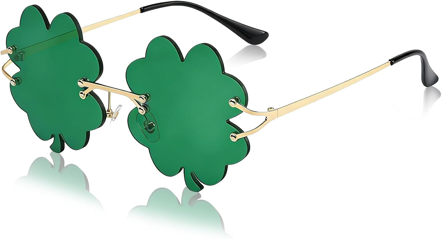 St Patrick's Day Irish Four Leaf Clover Sunglasses for Women Men Decor Party Favors Supplies Green Shamrock Leprechaun Costume Glasses