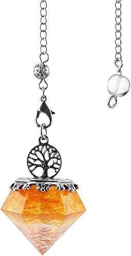 Miniatura 7 de DouuYuhet 2 piezas de péndulo de cristal de amatista curativo natural resina de cuarzo piedras preciosas de reiki colgante de pirámide energía para