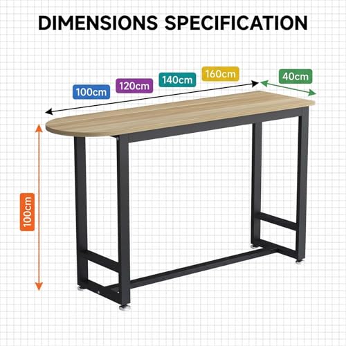 Mesa de bar para desayuno compacta con marco de metal y reposapiés ajustable 3