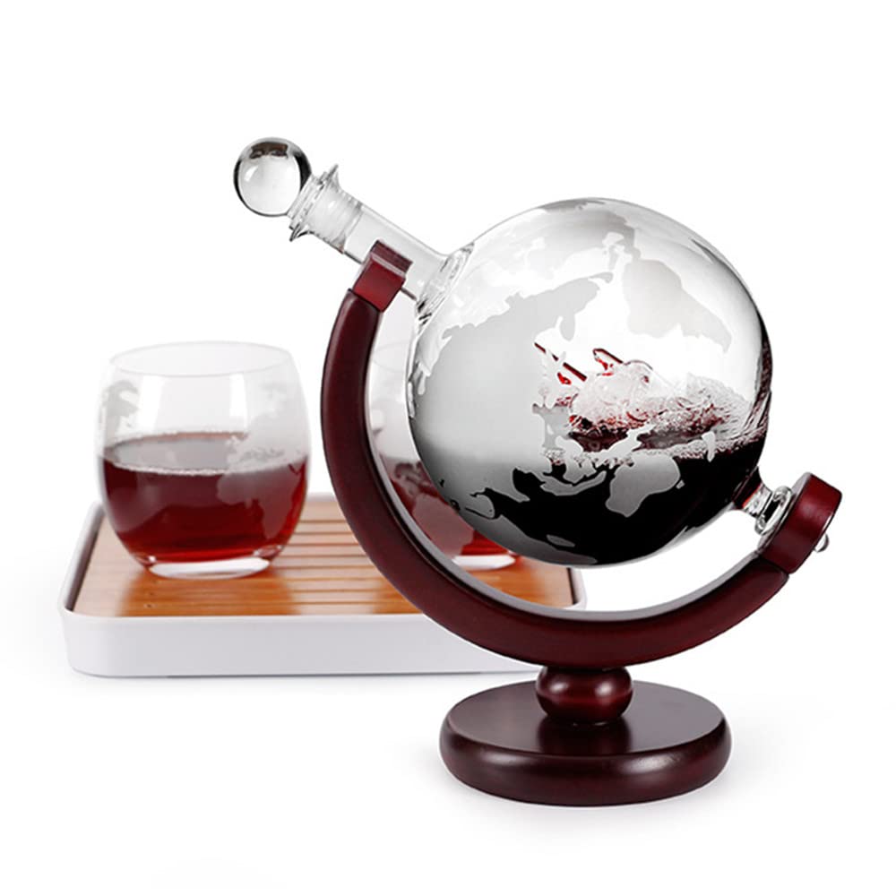 TRIXES Set regalo per bicchieri da whisky a forma di globo, set da degustazione di whisky, set da degustazione di whisky, bicchieri da whisky, pietre da whisky, festa del papà, pensionamento