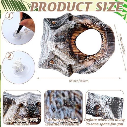 Image of Colingmill Dino Themed Photo Backdrop 59 inch Dinosaur Head Photos Frame Inflatable Balloon Decorations Hanging Dinosaur Photo Booth Props for Dino Party Decorations Jungle Safari Birthday Party Supplies