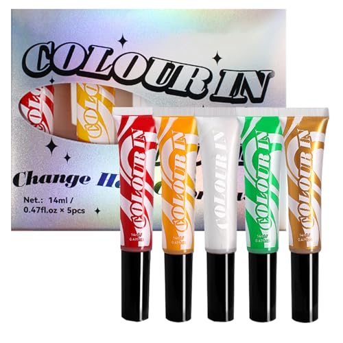 Juego de tizas para el cabello – 5 colores con tinte temporal para el cabello, fácil de llevar, tizas largas y cortas, fácil de lavar, juego de tizas para el pelo para el pelo temporal negro Haa