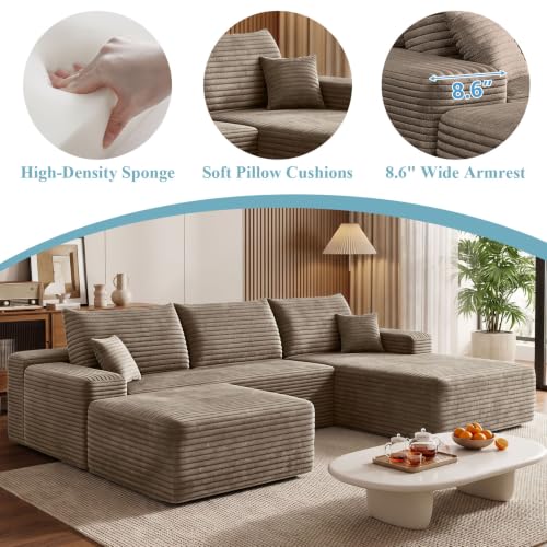 Image of Boneless Cloud Sectional Couch Modular Sofa with Ottoman for Living Room