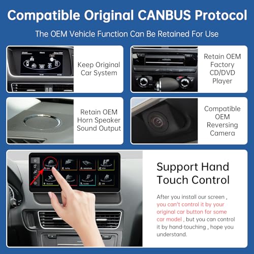 Autoradio CarPlay Audi Q5 2009-2017 : Écran Multimédia Android Auto Sans Fil Tactile 12.3 MMI