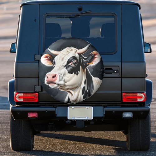Image of Cow Spare Tire Cover Wheel Protector Weatherproof Wheel Cover Universal Decorative Accessories for Camper RV SUV Travel Trailer 16 inch