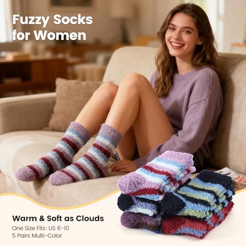 Image of Womens Fluffy Fuzzy Socks,Winter Cozy Soft Warm Socks Gifts for Womens | Soft Comfortable Warm Womens Fluffy Fuzzy Socks
