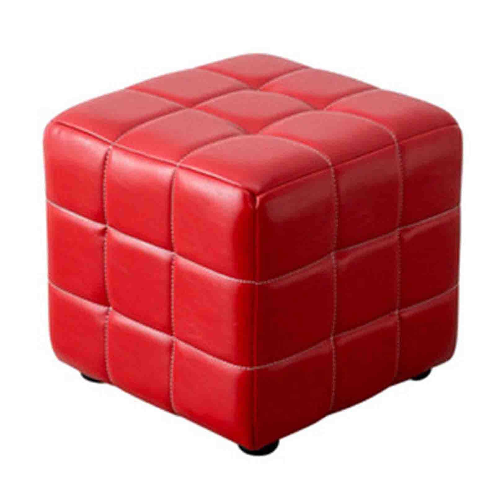 Tabouret d'extérieur bois avec rangement pouf carré terrasse rouge 40x40