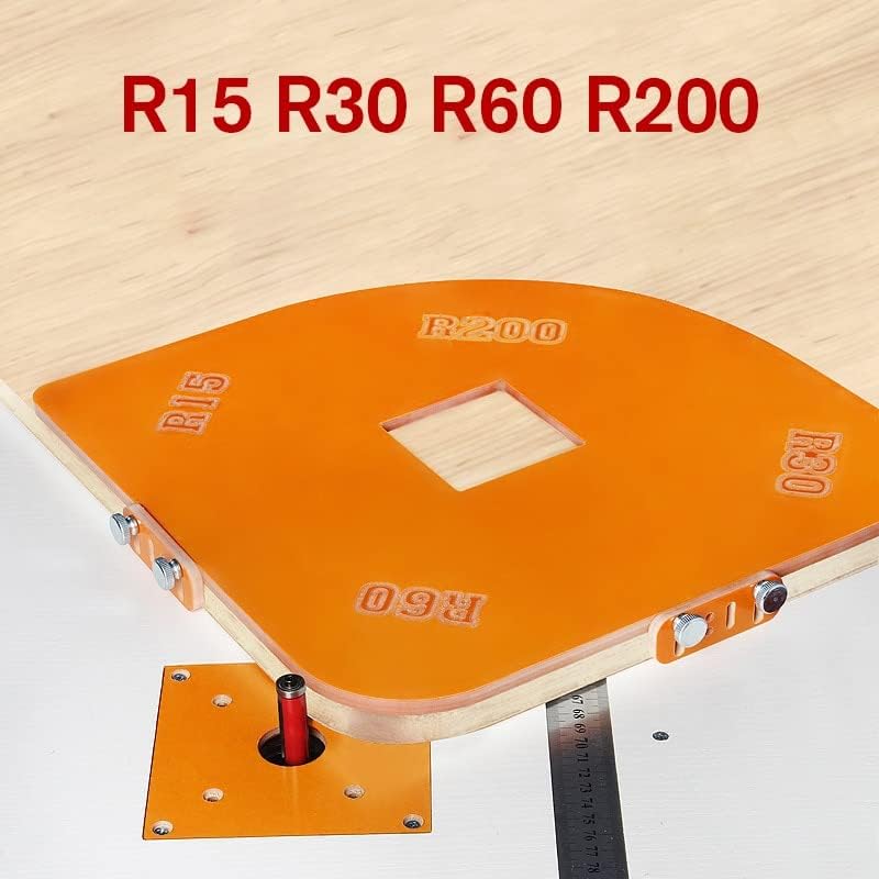 LUMIAX Woodworking Router Corner Radius Templates Jig R200 R5 R10 R15 R20 R25 R30 R35 R40 Arc Angle Corner Template Woodworking Tool (Color : with 1l4in)