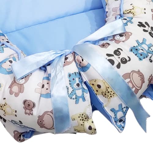 Ninho Redutor de Berço Bebê Menino Bichos Azul 2 Peças