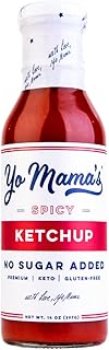 Yo Mama's Foods Keto Spicy Ketchup – Pack of (1) - No Sugar Added, Low Carb, Vegan, Gluten Free, Paleo Friendly, and Made with Whole Non-GMO Tomatoes!