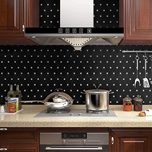 Stickgoo Peel And Stick Backsplash, 10 Sheets Kitchen Backsplash Mosaic Tile Sticker, Black Brushed Aluminum Composite Panel, Stick On Backsplash For Kitchen, Countertop, Bathroom Vanity #TOP2