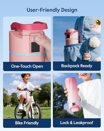 Boost Smart Hydration Bottle with Reminder & Tracker, 473 ml Children's Water Bottle for School, DIY Fridge Magnets, BPA-Free Insulated Stainless Steel, Perfect for Travel & Camping - Image 3