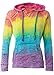Koloa Surf Co. Womens Rainbow Stripe V-Neck Burnout Hoodies in Sizes S-2XL