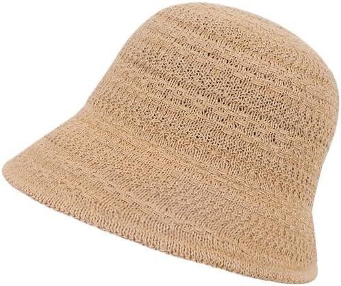 Breathable Fisherman Hat Women Retro Woven Knitted Outdoor Sun Protection