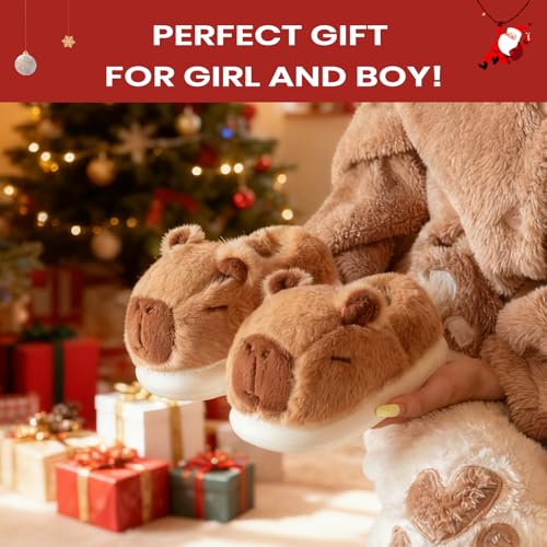 XUNBAI Cute Capybara Slippers for Kids,Toddler House Slippers,Kids Funny Soft Fuzzy Winter Animal Shoes for Girls Boys,Capybara Gifts by XUNBAI - Image 4