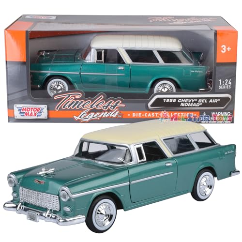 MOTORMAX 1955 Chevrolet BEL AIR Nomad Wagon 1/24 DIECAST Model Green 73248