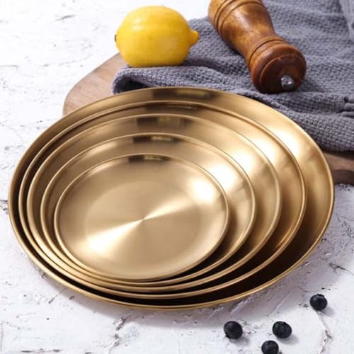 Plato para servir comida de acero inoxidable dorado elegante CLISPEED 7