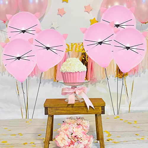 Suppromo Diy Cat Balloons Large Pink Balloons For Cat Birthday Party Decoration Supplies 12 Inch Latex Kitty Balloons Cat Theme Party Decorations Supplies(6 Pack) #TOP6