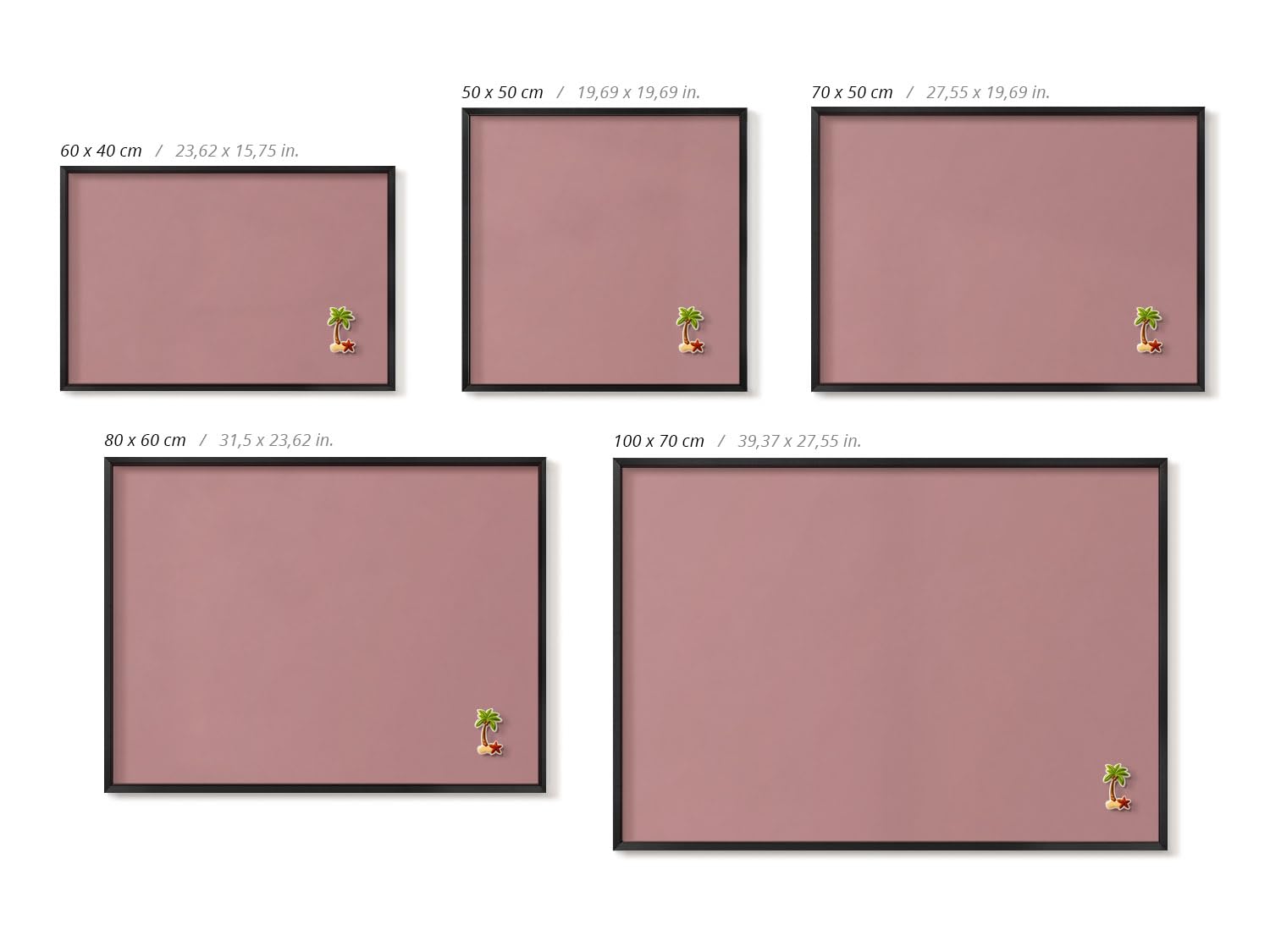 Tulup Bacheca Magnetica 50x50 cm – Design – Decorazione da Parete – – Accessorio d’Arredo per Interni – Scrivania Creativa – Mood Board –Pastellrosa Farbe