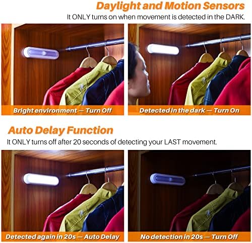 STAR-SPANGLED 7 inch Motion Sensor Lights Indoor, High CRI Stick on Lights Battery Powered, LED Cordless Light for Stairs, Cupboard, Wardrobe, Closet, Cabinet, Kitchen, Hallway (Cool White, 3 Pack)