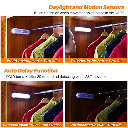 Star-Spangled 3 Pack 7” Motion Sensor Lights Indoor Battery Operated, Stick On Led Light For Closet, Stairs, Under Cabinet, Cool White #TOP2