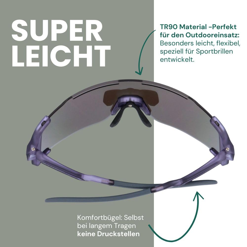 Gamswild WS5844 Fahrradbrille schwarz - Sonnenbrille - schnelle Rennradbrille - bruchsichere Polycarbonatgläser - 100% Schutz vor UV Strahlen - dank UV400 – 28g