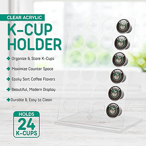 K Cups Coffee Pod Holder - Acrylic Kcup Organizer For Counter - Compatible With 24 Keurig Pods - Modern Display Rack And Storage For Kitchen And Office Coffee Station Organization- Gleur #TOP2