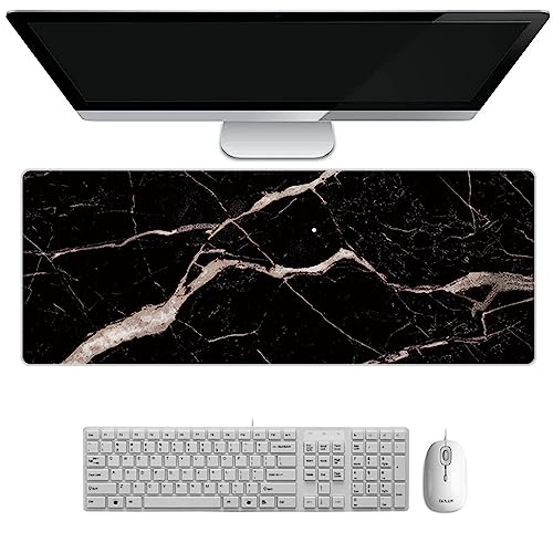NOELAMOUR マウスパッド 大型 大理石 ゲーミングマウスパッド 光学マウスパッド ロング 800x300x2mm (ブラック)