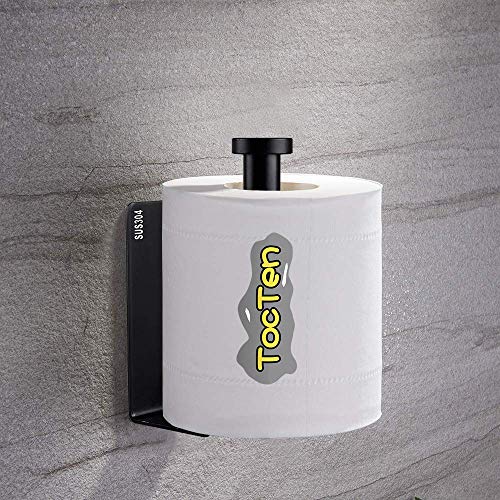 Toilet Paper Holder, Self Adhesive TocTen 304 Stainless Steel Rustproof Toilet Paper Roll Holder, No Drilling Design Easy to Install, The Bathroom Accessory Suitable for Office,Kitchen, Bathroom-Black
