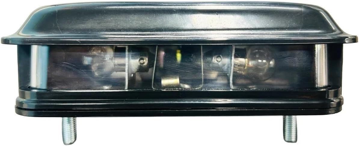 BCSMMCAR 12V License Plate Light With Bulb Lamp for Car, Truck, and Trailer – Rear Mount, Clear Lens, Black Housing, 1-Pack – White Light