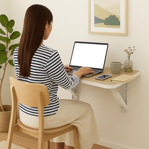Image of Heartily 23.5 * 15.5 Inch Wall Mounted Folding Table | Compact Multipurpose Foldable Table with Strong Metal Bracket | 17 mm Thick | Study, Kitchen, Bedside, Utility Use (23.5 * 15.5 inches)