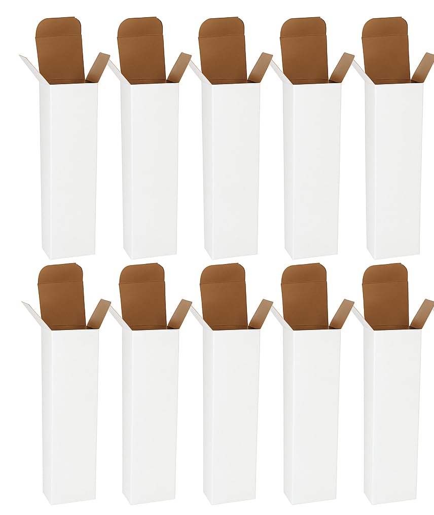 White Reverse Tuck Box (Pack of 10) – 2 x 2 x 7 Inch – Single Wall 3-Ply Corrugated Boxes for Bottles, Vials, Crafts, Gifts, Shipping-image-48
