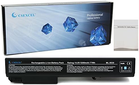 CSEXCEL High Performance [8-Cells 5200mAh/77Wh] Replacement Battery for KU533AA 493976-001 for HP EliteBook 8530 8730w 8730p 8530p 8530w 8540w Series Laptop Notebook Computer PCs (8530)