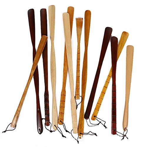 Molinter Schuhanzieher Holz Reise-Schuhlöffel Solides mit Hakenloch Design für Schwangere Ältere Menschen Kinder Zufällige Farbe (54CM) Cover
