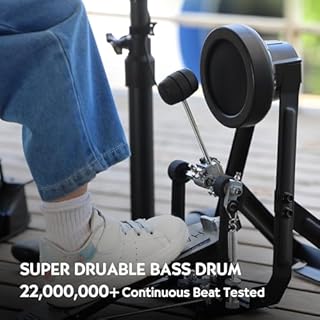 HAMPBACK MK-0 PRO Electric Drum Set with 7'' Mesh Drum Pads, 8'' Full Rubber Cymbals, 5'' Bass Drum, 12 Kits and 68 Authentic Sounds, USB MIDI, Throne, Sticks, Headphone, Suitable for Beginners & Kids