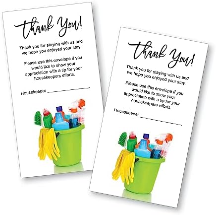 100 Housekeeping Gratitude Envelopes by Printlink - Premium 24lb White Paper Tip Envelopes for Hotel & Motel Staff - Full Color Printed Front, Easy-Seal Dry Gummed Flap - 3.5" x 6.5" - Made in USA image 5