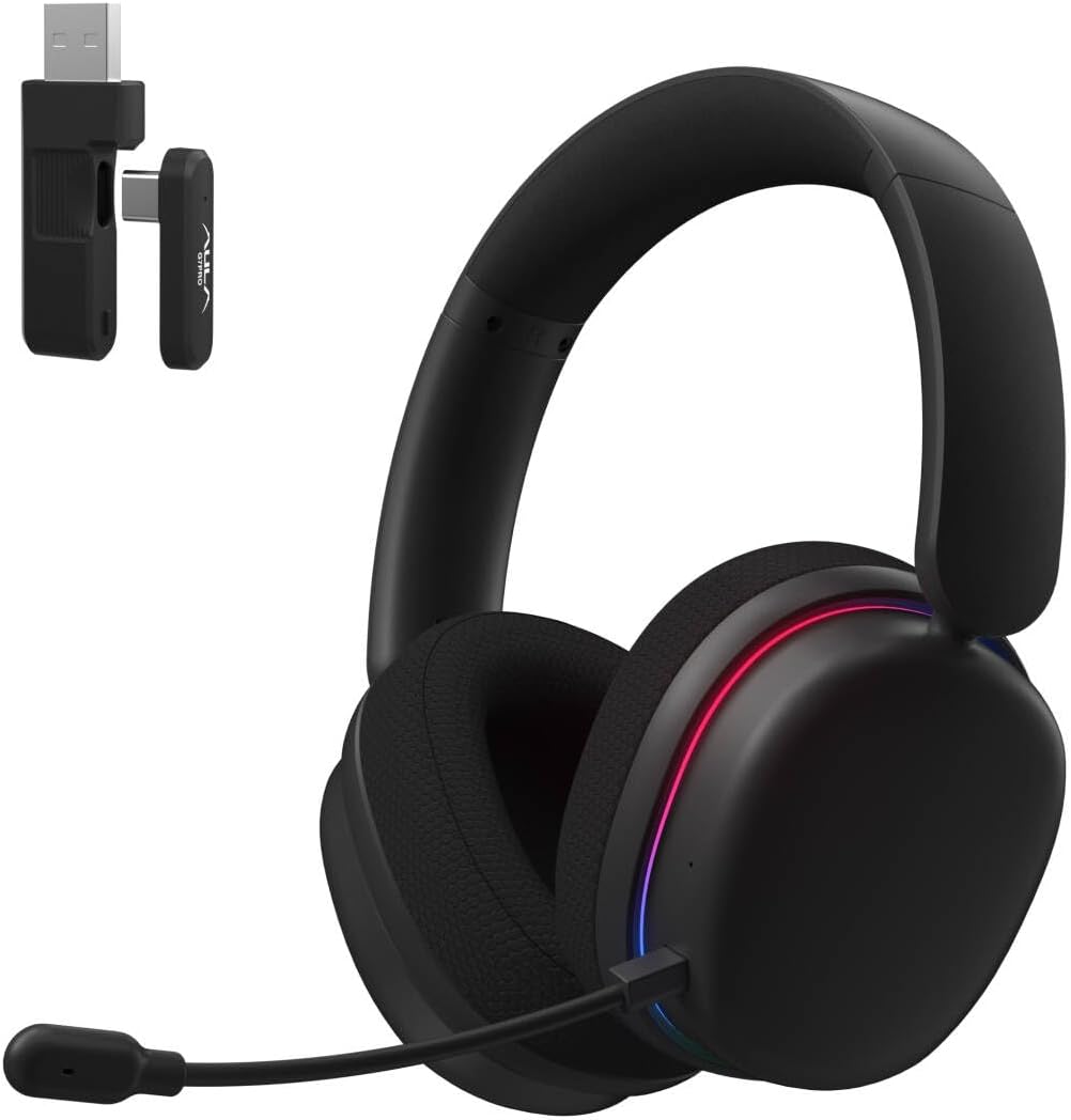 AULA G7 Pro Wireless Gaming Headset with 7.1 Surround Sound, 40mm Driver, BT5.3 Gaming Headphones with Mic, RGB, 10ms Latency, 65H Battery, PC Gaming Headset for PS5,PS4, Switch,Xbox,PC,Phone, Mac
