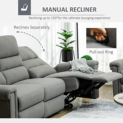 Homcom Recliner Sofa Couch With Easy Pull Handles And Adjustable Footrest, 3 Seater Sofa Modern Couch, Gray #TOP4
