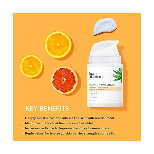 InstaNatural-Brightening-Face-Moisturizer-Vitamin-C-Anti-Aging-Night-Cream-Facial-Moisturizer-Vitamin-E-Hyaluronic-Acid-Niacinamide-Face-Lotion-Collagen-Lotion-Anti-Wrinkle-Facial-Cream-17-oz InstaNatual Vitamin C Night Cream, Night Moisturizer for Face with Hyaluronic Acid, Jojoba Oil, Vitamin E and Niacinamide, Vitamin C Face Cream
