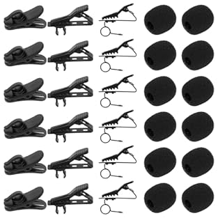 Complete Lavalier Microphone Solution: this set features 12 metal tie clips (1.5x3.3cm), 12 foam windscreens (2.3x1.8cm), and 6 plastic wire clips (1.6x2.5cm). all weighing only 60g, they deliver comprehensive support for lavalier microphones. Essent...