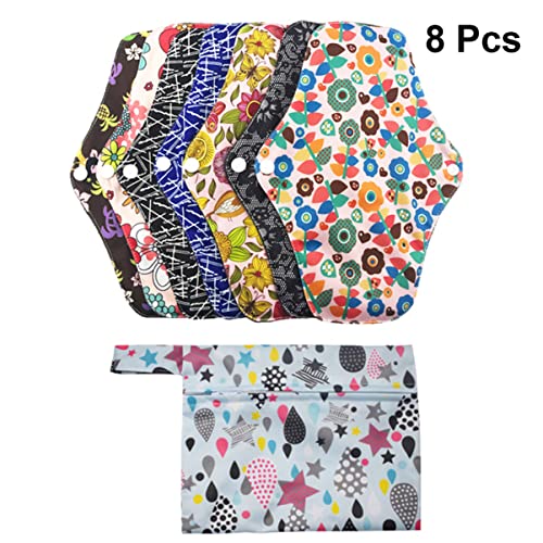 Healifty Menstrual Pad 8Pcs Menstrual Pad Washable Bamboo Charcoal Fiber Cloth Sanitary Towels Reusable Overnight Nursing Mat Woman Sanitary Napkins Girls Period Sanitary Pads Cloth Incontinence #TOP2