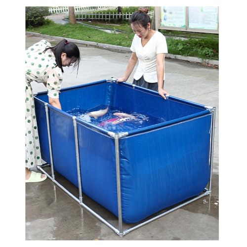 Estanque de peces de PVC, depósito de agua portátil sobre el suelo para camping, cultivo de mariscos y piscina plegable con drenaje, solución resistente al aire libre