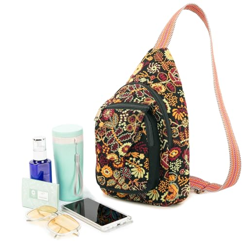 Image of SILKAREA Vintage Embroidered Floral Ethnic Backpack for Women Handbag Shoulder Bag Mini Travel Purse (Embroidered Yellow)